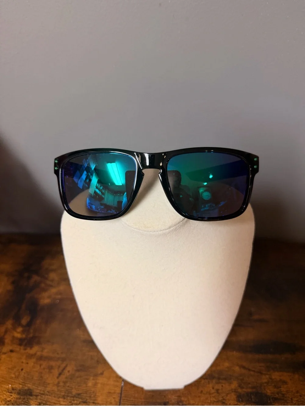 Oakley Holbrook Black Sunglasses with Purple Lenses and Green Accents